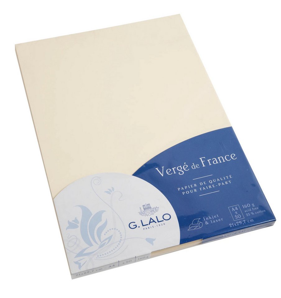 G.Lalo Briefpapier 4x Packung 50 Bl Vergé-Papier A4 160g Vergé de France Elfenbein 41416L, Bogen Bild 3