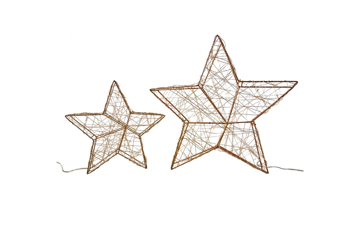 Online-Fuchs LED Dekoobjekt 2 Sterne mit LEDs beleuchtet und 6-Stunden Timer - Weihnachtsdeko, Lichterkette mit 15 und 30 LEDs, warmweiß beleuchtet, schlichte und moderne Weihnachtsdekoration zum Hinstellen Bild 3
