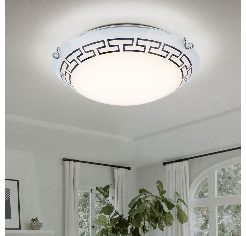 GLOBO LIGHTING LED Deckenleuchte, LED-Leuchtmittel fest verbaut, Warmweiß, Deckenleuchte Flurlampe Deckenlampe LED Glas satiniert gemustert