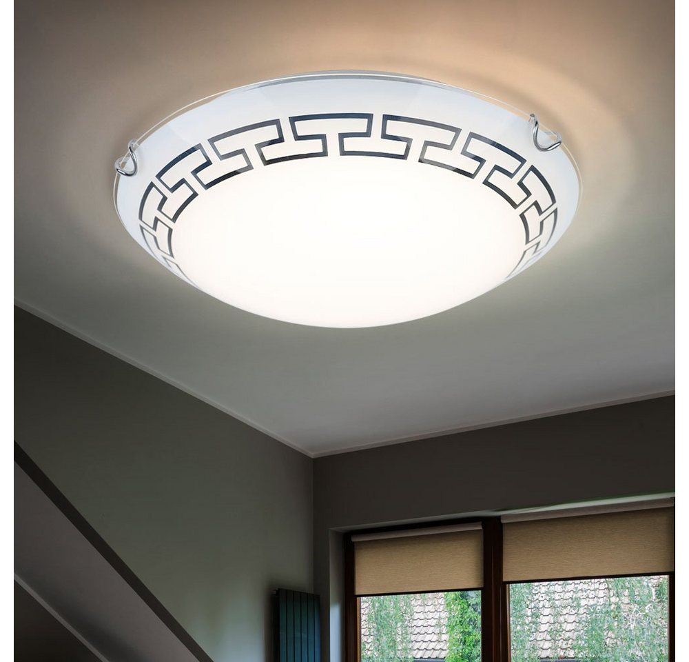 GLOBO LIGHTING LED Deckenleuchte, LED-Leuchtmittel fest verbaut, Warmweiß, Deckenleuchte Flurlampe Deckenlampe LED Glas satiniert gemustert Bild 4
