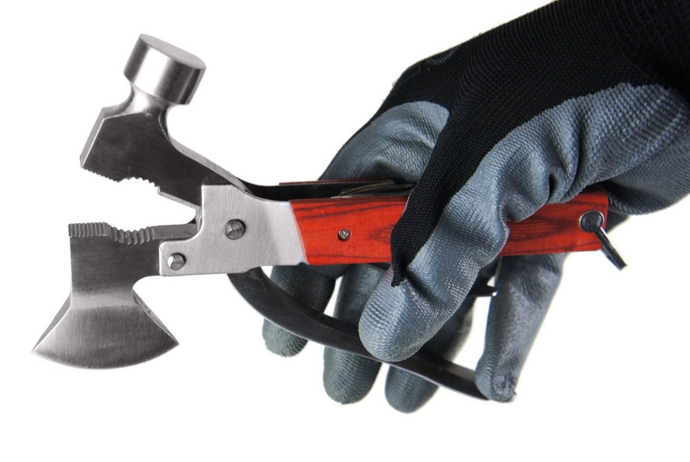 BAYLI Campinghammer 12 in 1 Camping Multitool mit Hammer Zange Beil Säge Schraubendreher Bild 3