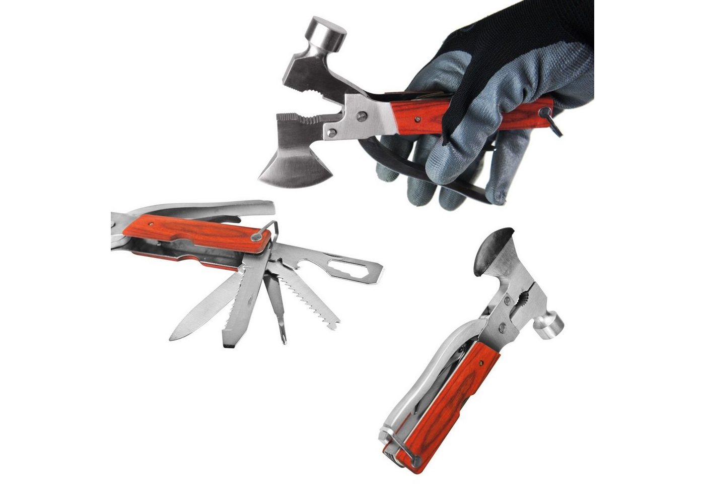 BAYLI Campinghammer 12 in 1 Camping Multitool mit Hammer Zange Beil Säge Schraubendreher Bild 5