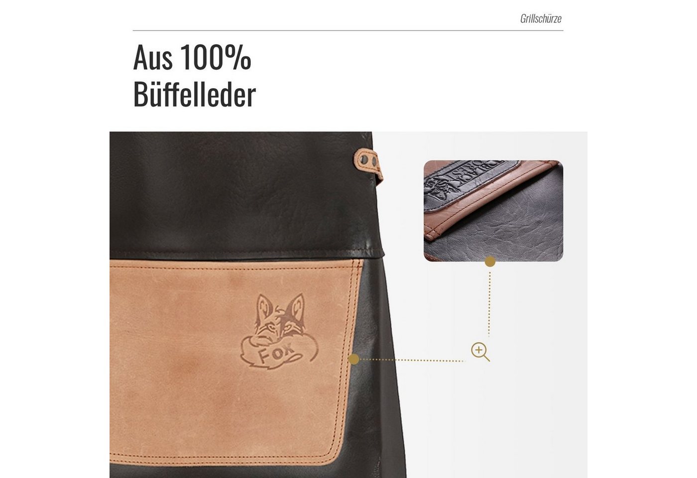 BLACK FOREST FOX Grillschürze ALPHA Büffel Leder Grillschürze BBQ Kochschürze Küchenschürze