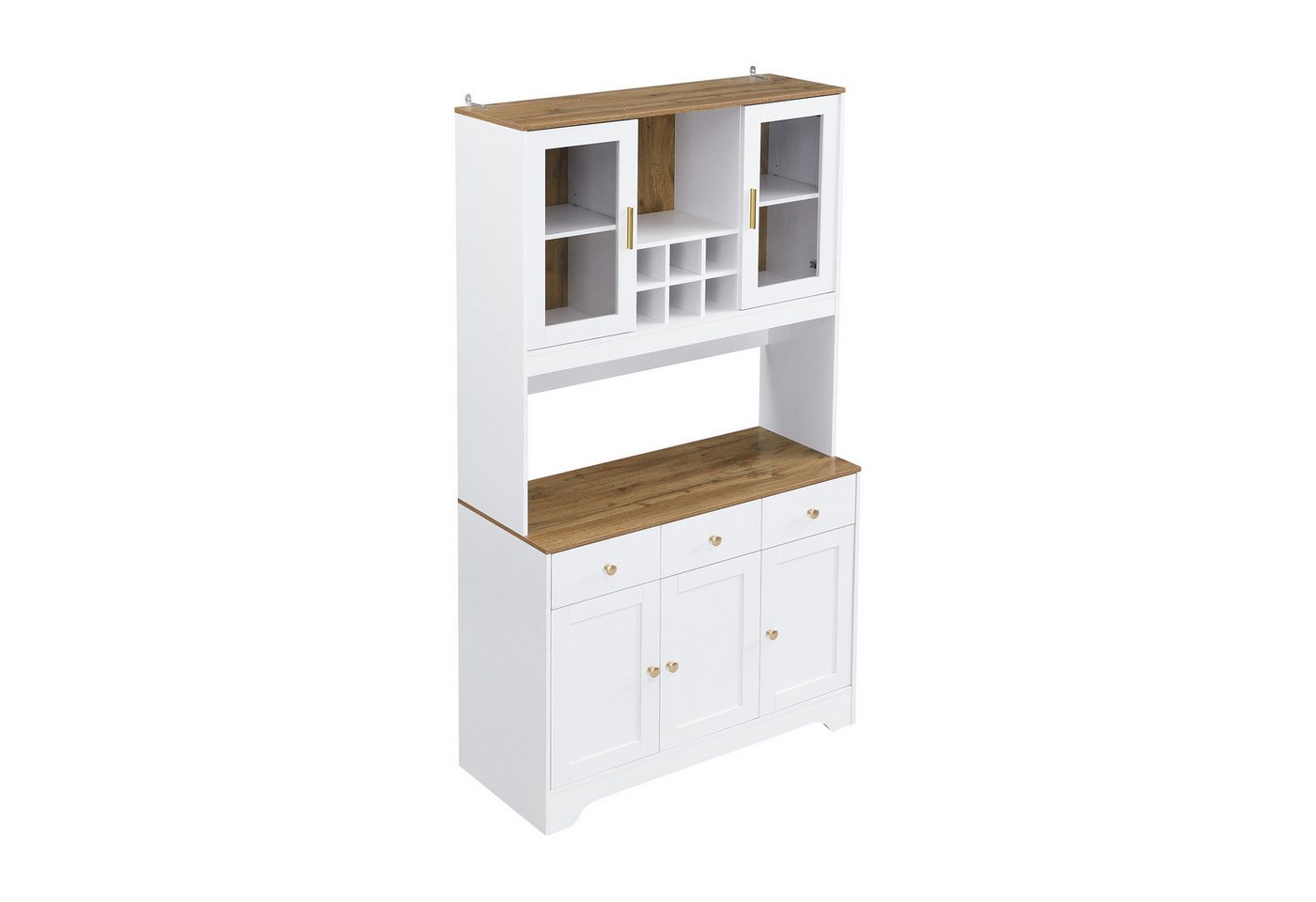 Odikalo Küchenbuffet Küchenschrank Hochschrank Sideboard mit Weinregal (Sideboard, Hochschrank in weißer Holzmaserung, 94,5 x 30 x 175,5 cm, für Wohn- und Esszimmer) Bild 5