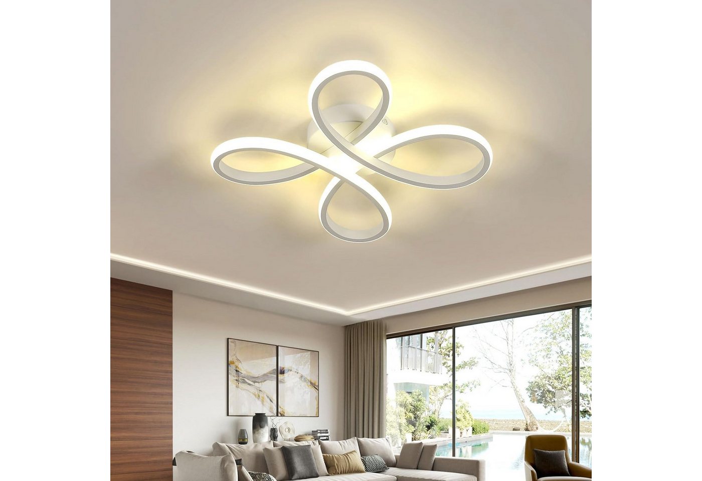 Riserva LED Deckenleuchte Moderne Blumen LED Deckenleuchte Weiß 30W Neutralweiß 4000K, LED wechselbar Bild 4