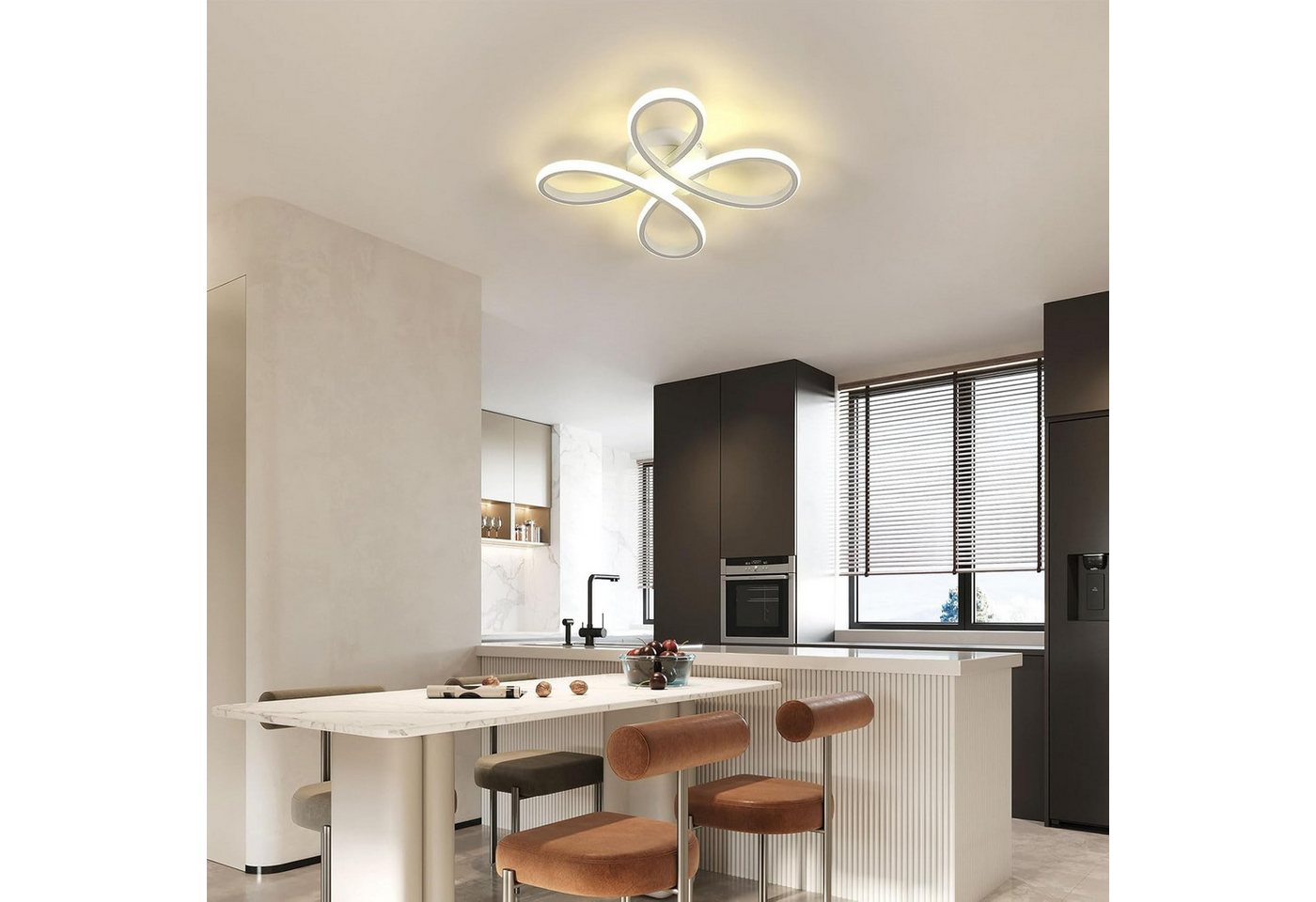 Riserva LED Deckenleuchte Moderne Blumen LED Deckenleuchte Weiß 30W Neutralweiß 4000K, LED wechselbar Bild 5