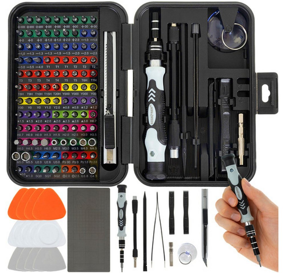 BIGSTREN Werkzeugset Präzisions-Schraubendreher-Set Service-Bits, (Spar-Set, 133-tlg., Magnetisierungswerkzeug), Enthält 108 CRV-Präzisionsbits sowie umfangreiches Zubehör Bild 2
