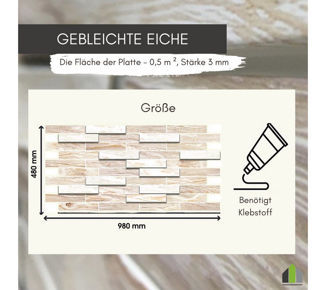 STM Company 3D Wandpaneel 3D-Wandpaneele PVC, Holz Optik, 1-20 Platten - 0.5-10 m², (20-tlg) Für Wohnzimmer, Küche & Bad, Einfache DIY-Montage
