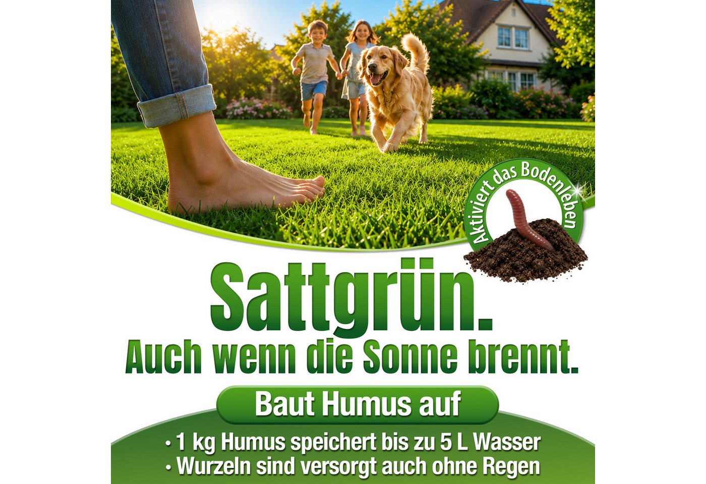 DÜNGEMEISTER Rasendünger BIO Rasen Dünger Premium NPK 9+3+6 in Bio-Qualität, aktiviert müde + ausgelaugte Böden, heilt Rasenlücken, kein Rasenfilz