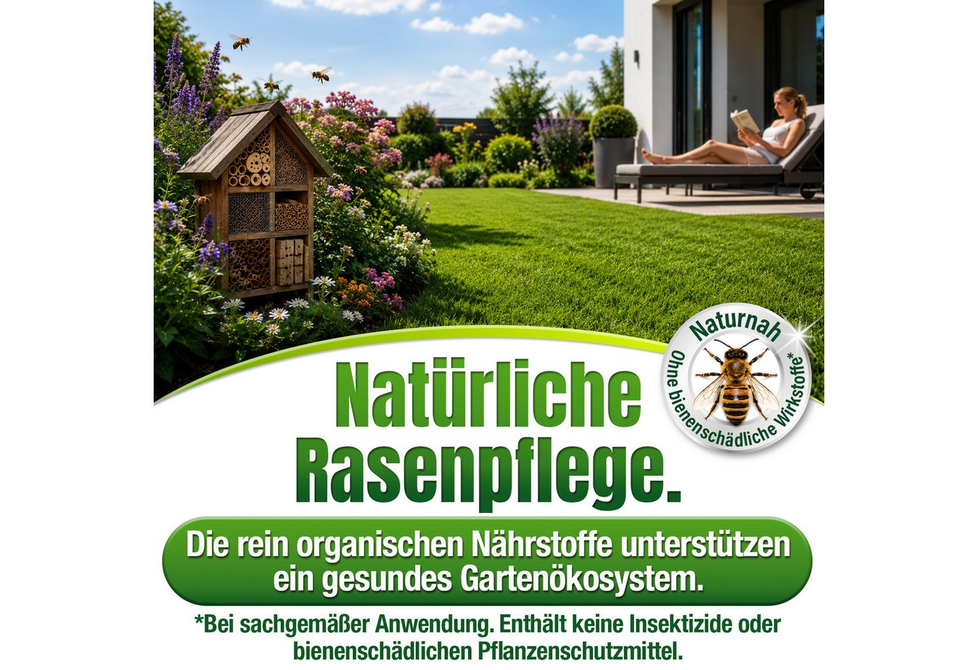 DÜNGEMEISTER Rasendünger BIO Rasen Dünger Premium NPK 9+3+6 in Bio-Qualität, aktiviert müde + ausgelaugte Böden, heilt Rasenlücken, kein Rasenfilz Bild 3