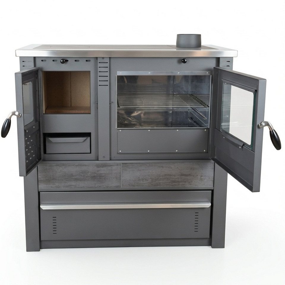 ProTermo Festbrennstoffherd PANONIA Kacheln schwarz, rechte Version, 8,5 kW Bild 2