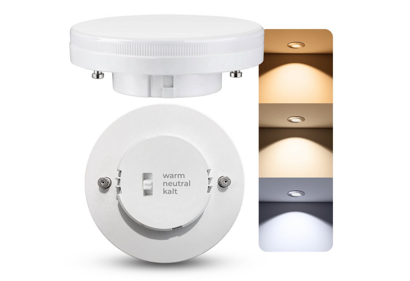 SSC-LUXon LED-Leuchtmittel LumiFLEX LED GX53 Leuchtmittel Lampe 3W drei Lichtfarben 3CCT 230V, GX53, Neutralweiß, Warmweiß, Tageslichtweiß