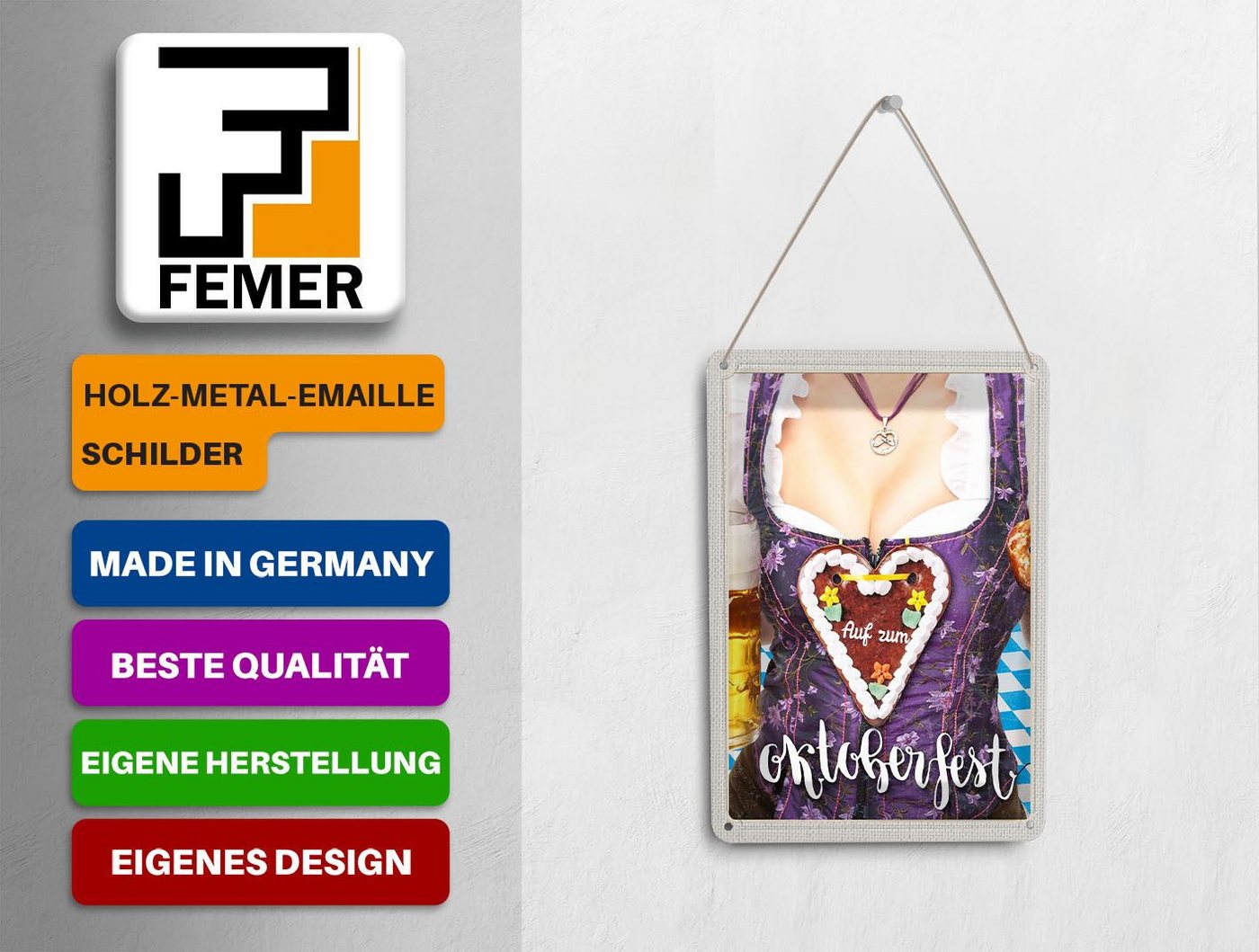 Femer GmbH Postkarte Reise 10x14 cm Oktoberfest München Dirndl Brezel, unfrankiert Bild 3