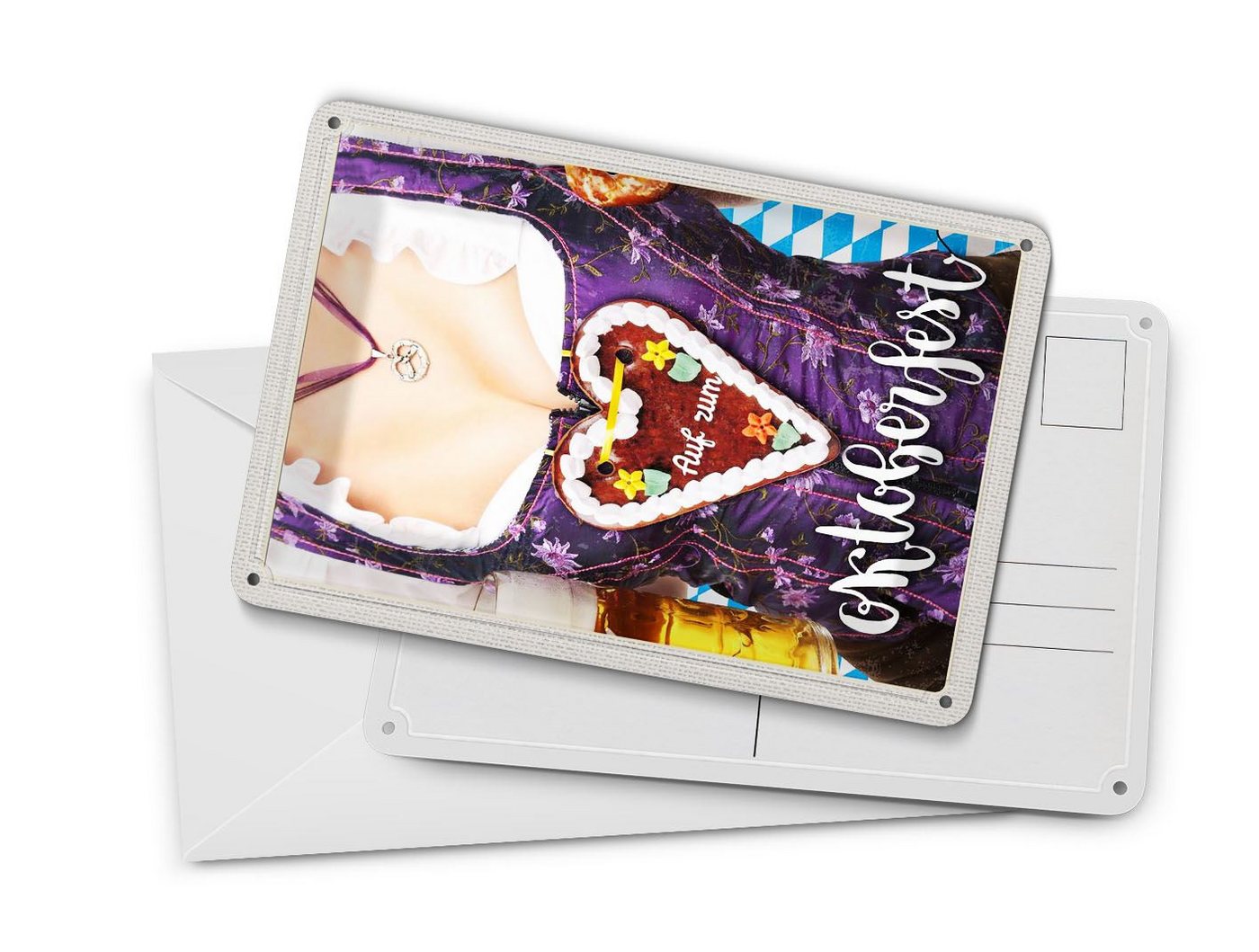 Femer GmbH Postkarte Reise 10x14 cm Oktoberfest München Dirndl Brezel, unfrankiert Bild 5
