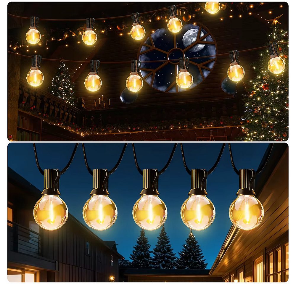 Athlix LED-Lichterkette Solar-LED-Outdoor-Lichterkette mit Fernbedienung G40-Lampen, Vielseitige Lichtmodi, wasserdicht, IP65-Zertifizierung Bild 4