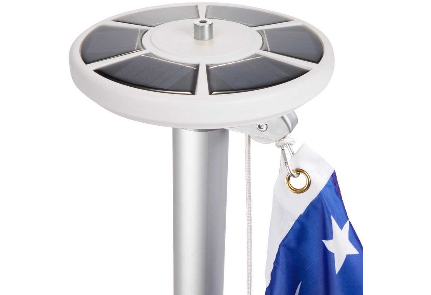 BRUBAKER LED Solarleuchte Fahnenmast Solar Licht - Fahnenmastlicht - Fahnenstangen Beleuchtung, LED fest integriert, Tageslichtweiß, Solar-Energie Lampe für Camping und Garten Bild 3