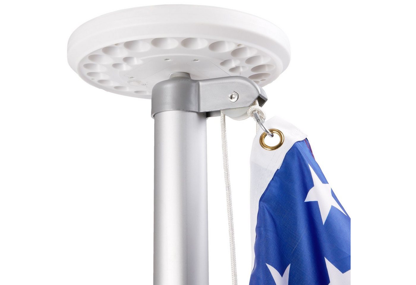BRUBAKER LED Solarleuchte Fahnenmast Solar Licht - Fahnenmastlicht - Fahnenstangen Beleuchtung, LED fest integriert, Tageslichtweiß, Solar-Energie Lampe für Camping und Garten Bild 5