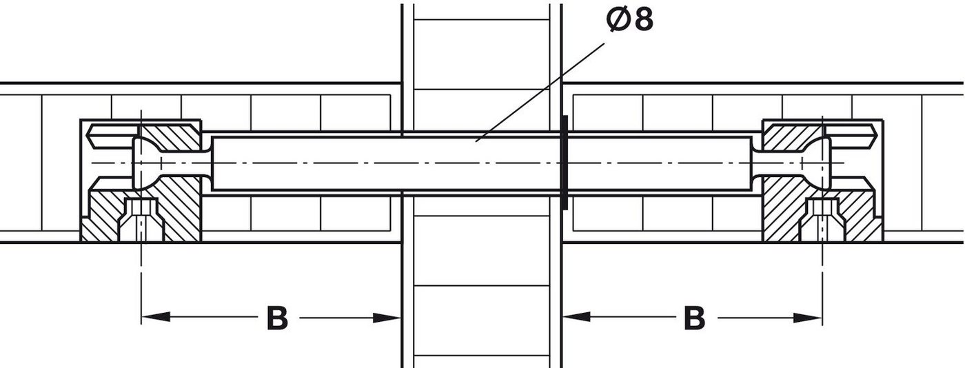 Häfele Dübel-Set Doppelbolzen Minifix Seegerring Bolzenbohrung 8mm Mittelwandverbinder, (4-tlg) Bild 3