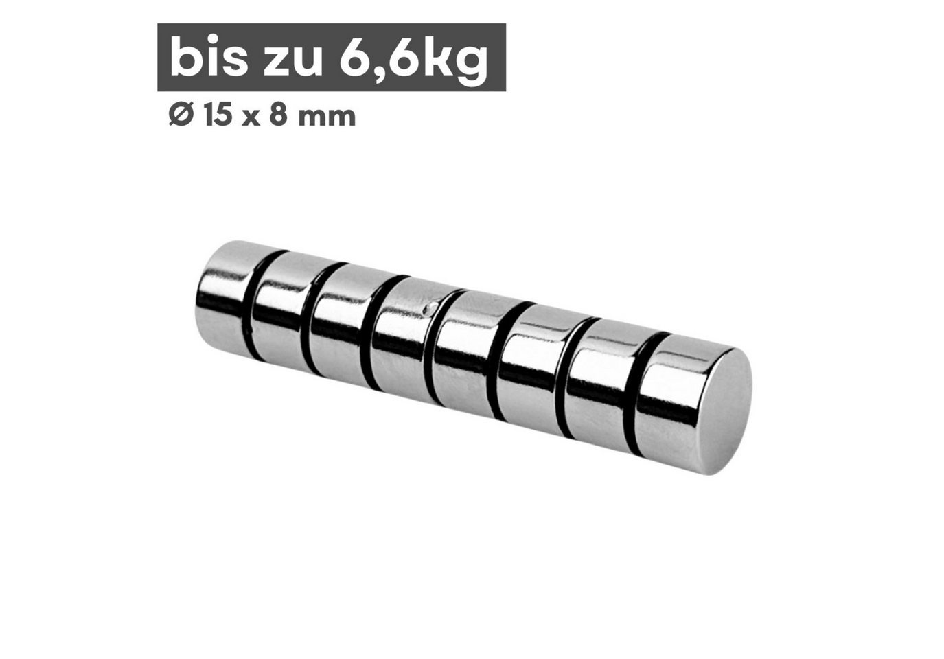MaajeeKuto Magnet Neodym Magnet 15x8 mm N38 Scheibenmagnet 6,6kg Haftkraft Stark (5-St) Bild 2