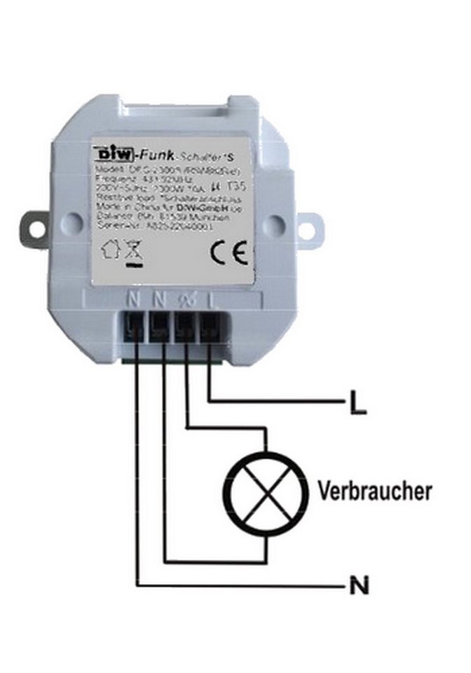 DIW-Funk Licht-Funksteuerung PW-551 EINBAUVERSION DES-2300+2x Timer-Funkwandsender DWS-10T, Funk, Timer