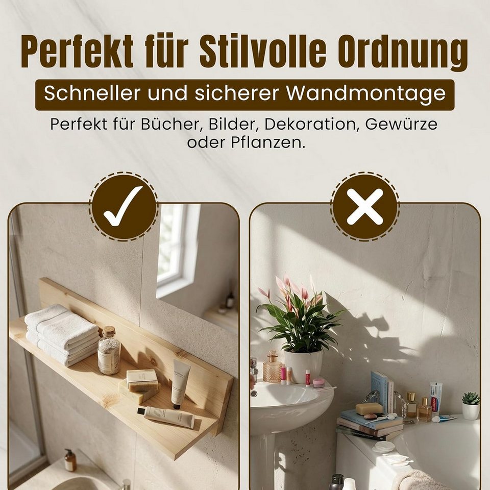 geborgenschlafen Wandregal aus Zirbenholz, 140 cm – naturbelassen – Massivholz – handgefertigt, Massivholz-Zirbe – naturbelassen & duftend