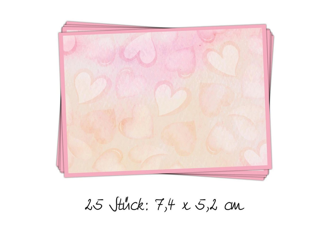 Logbuch-Verlag Aufkleber 25 kleine Aufkleber 7,4 x 5,2 cm mit rosa Herzen - Etiketten