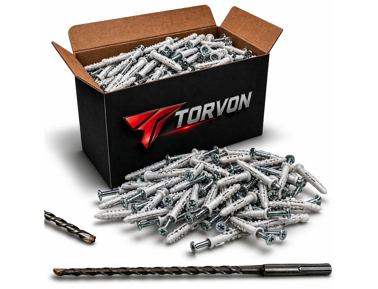 Torvon Dübel-Set Nageldübel mit Kragen und SDS-plus Betonbohrer für Beton und Mauerwerk, (100-tlg) Bild 2