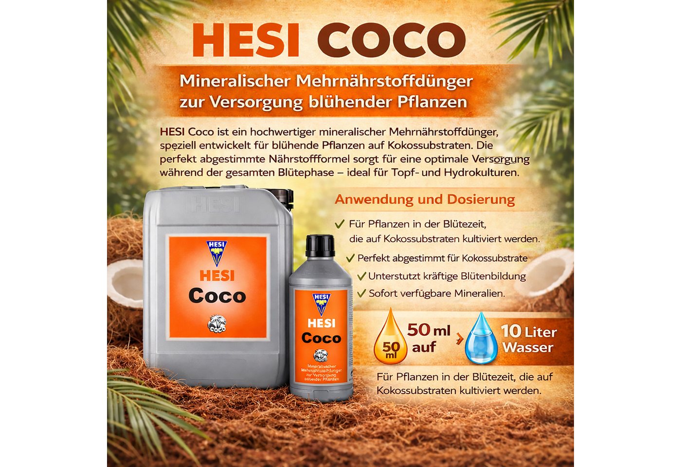 HESI Spezialdünger 1 Liter Coco Blütedünger für Kokossubstrat Grow Flüssigdünger Hesi Bild 5