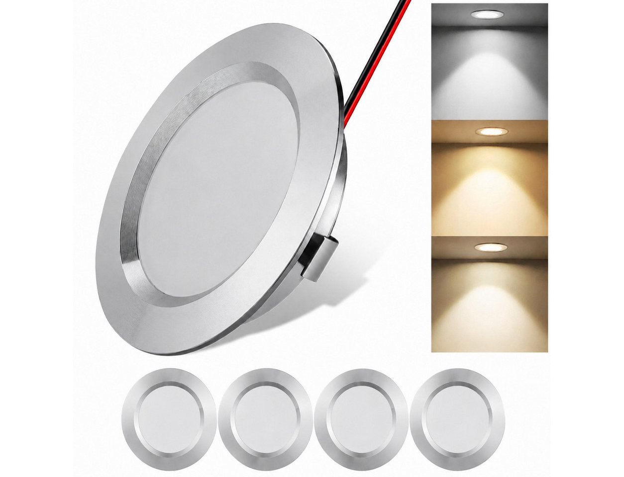 Rosnek LED Einbaustrahler 12V 3W, superflache Wohnmobil Deckenleuchte aus Alu, Vollaluminium, Warmweiß, Neutralweiß, Kaltweiß für Camper & Boot Bild 2