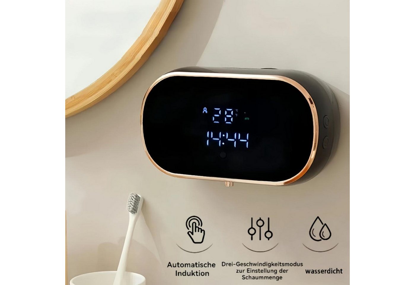 FELIXLEO Seifenspender Automatischer Schaumseifenspender 3 Stufen USB Wandmontiert LCD Bild 5