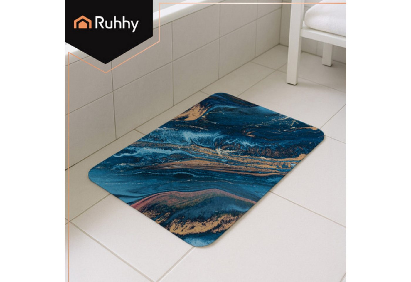 Ruhhy Badematte Badezimmermatte 60x40 cm rutschfest saugfähig schnelltrocknend, Saugfähige Oberfläche, Rutschfeste Unterseite, Schnelltrocknendes Material, Schnelltrocknend, Rutschfest, Feuchtigkeitsabsorbierend, Polyester, Gummi, Rutschhemmend Wasseraufnehmend Formstabil Bild 2