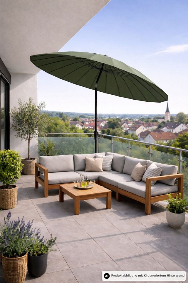 Leco Sonnenschirm Shanghai Sonnenschirm Balkonschirm Terrassenschirm Schirm, LxB: 250x260 cm, Kurbelbedienung, Abknickfunktion / Neigungsverstellung Bild 4