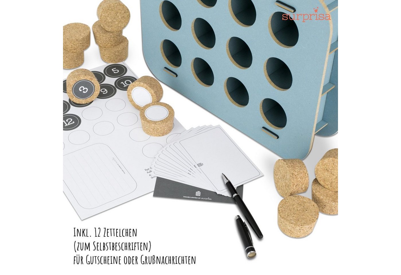 SURPRISA Kalender zum Selbstbasteln Geschenk-Kalender mit 12 Fächern zum Geburtstag, Geburt oder Hochzeit, Kreative Geschenkverpackung für individuelle Geschenke Bild 5