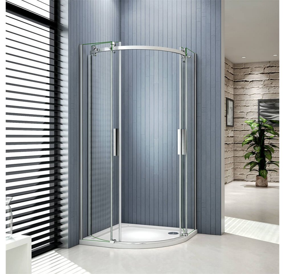 duschspa Runddusche 90x90x195cm Glastür Duschtür Schiebetür Viertelkreis Duschkabine, BxT: 90x90 cm, Einscheibensicherheitsglas, Sicherheitsglas, Set, ebenerdiger Einbau möglich Bild 2