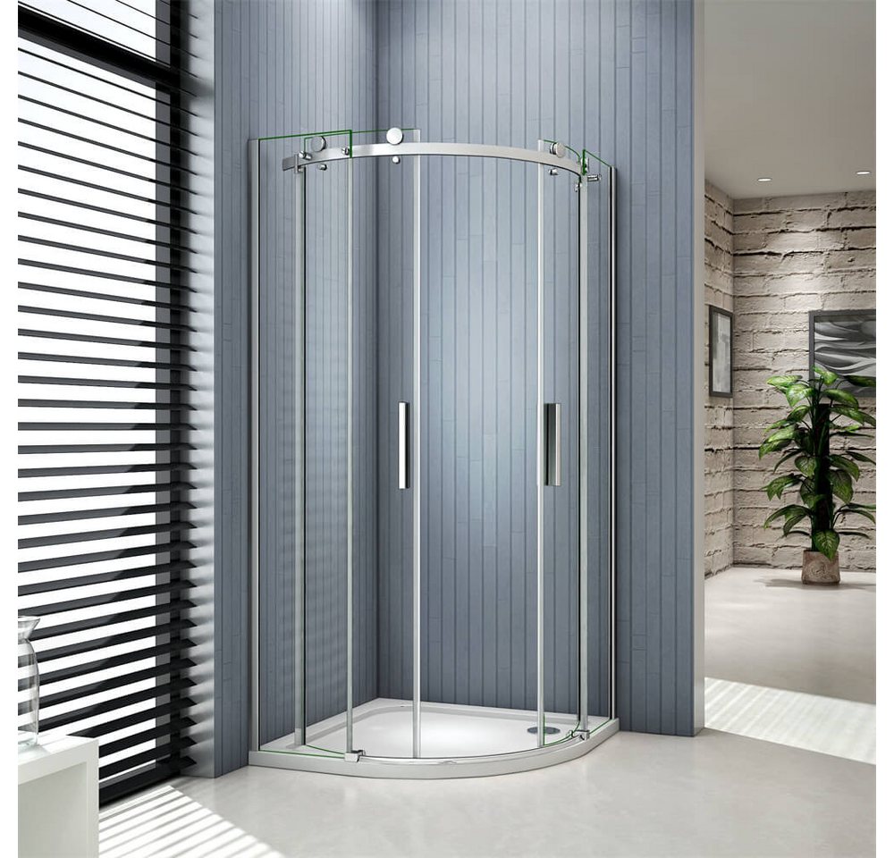 duschspa Runddusche 90x90x195cm Glastür Duschtür Schiebetür Viertelkreis Duschkabine, BxT: 90x90 cm, Einscheibensicherheitsglas, Sicherheitsglas, Set, ebenerdiger Einbau möglich Bild 3