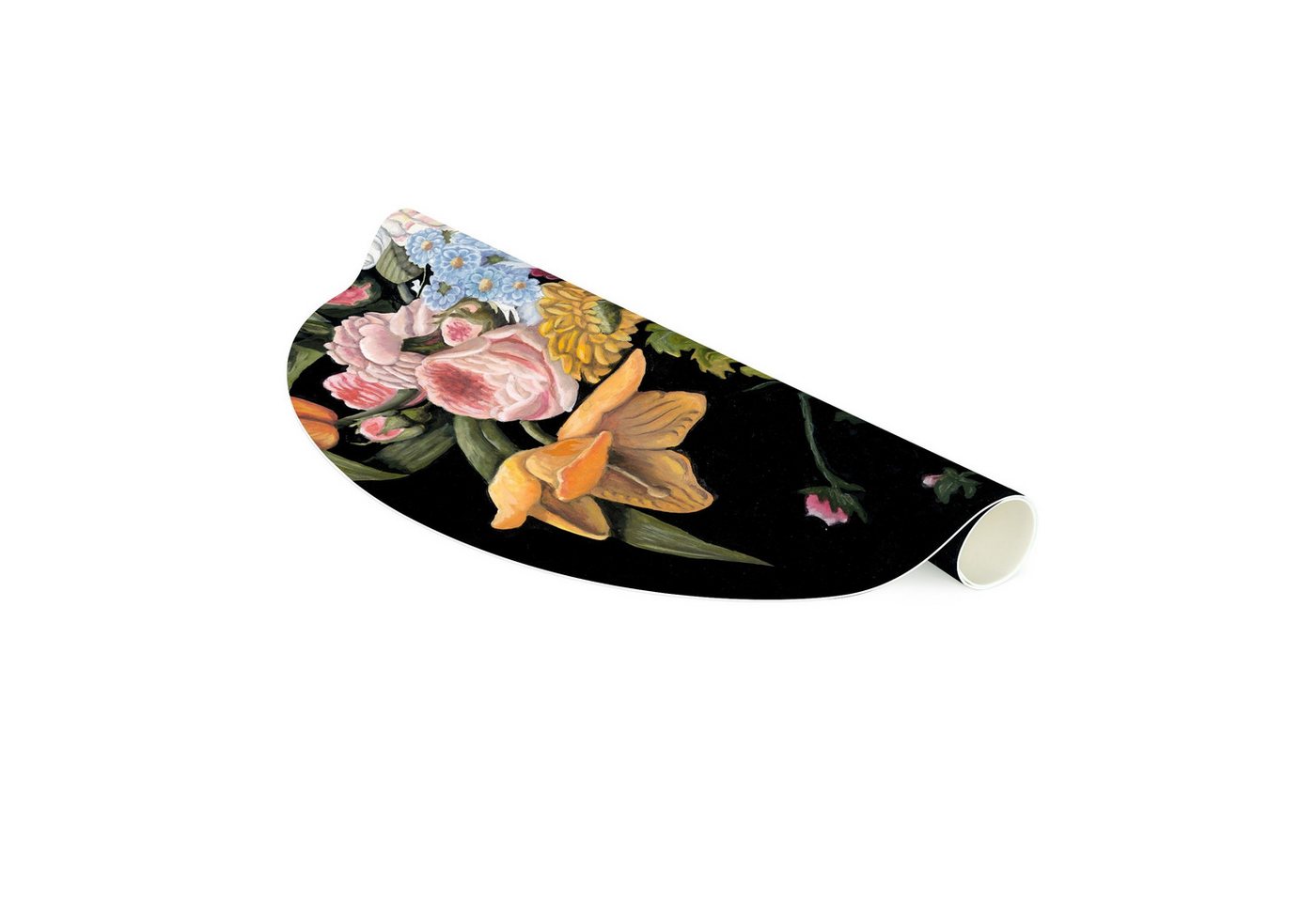 Bilderdepot24 Teppich Vinyl Wohnzimmer Schlafzimmer Flur Küche Blumen modern, rund - bunt glatt, nass wischbar (Küche, Tierhaare) - Saugroboter & Bodenheizung geeignet Bild 5