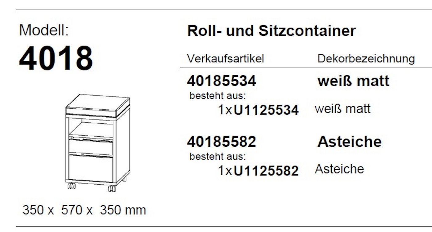 Maja Möbel Rollcontainer + Sitzcontainer weiß --->> Das Platzgenie Vito 4018 im Supersale Bild 4