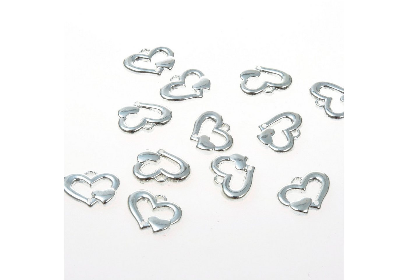 Deko AS Streudeko Mini-Herzen zum Streuen oder Auffädeln - silber - 2,5 cm - 12 Stück -