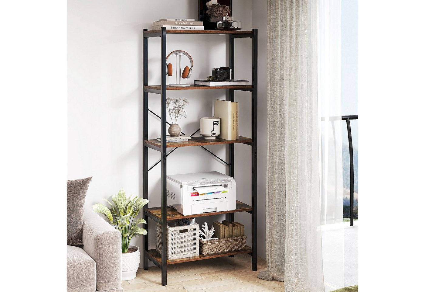 KOMFOTTEU Bücherregal, Standregal mit 5 Ebenen