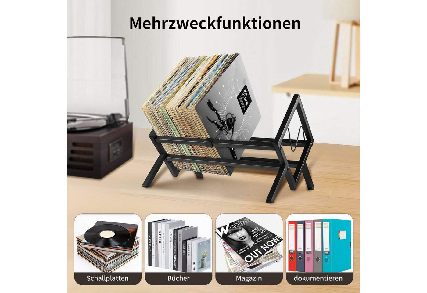 Youyijia Plattenständer Schallplatten Aufbewahrung LP Schallplatten Regal Plattenständer Bild 4