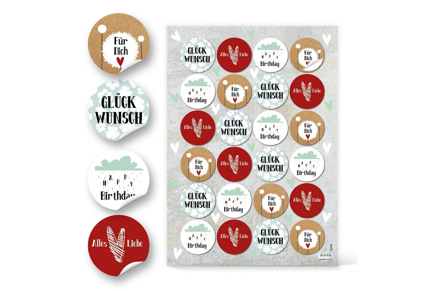 Logbuch-Verlag Aufkleber Glückwunsch Aufkleber für Geschenke & Verpackungen Ø 4 cm