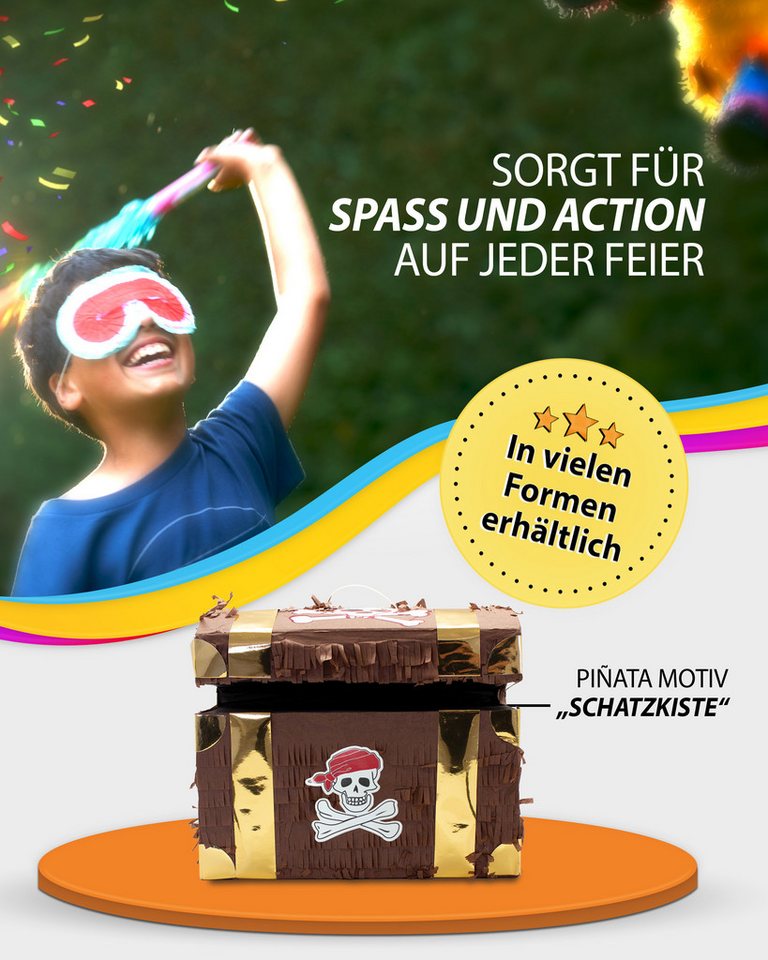 Party Factory Pinata Pinata Schatztruhe für Piraten Partys, geräumig & stabil