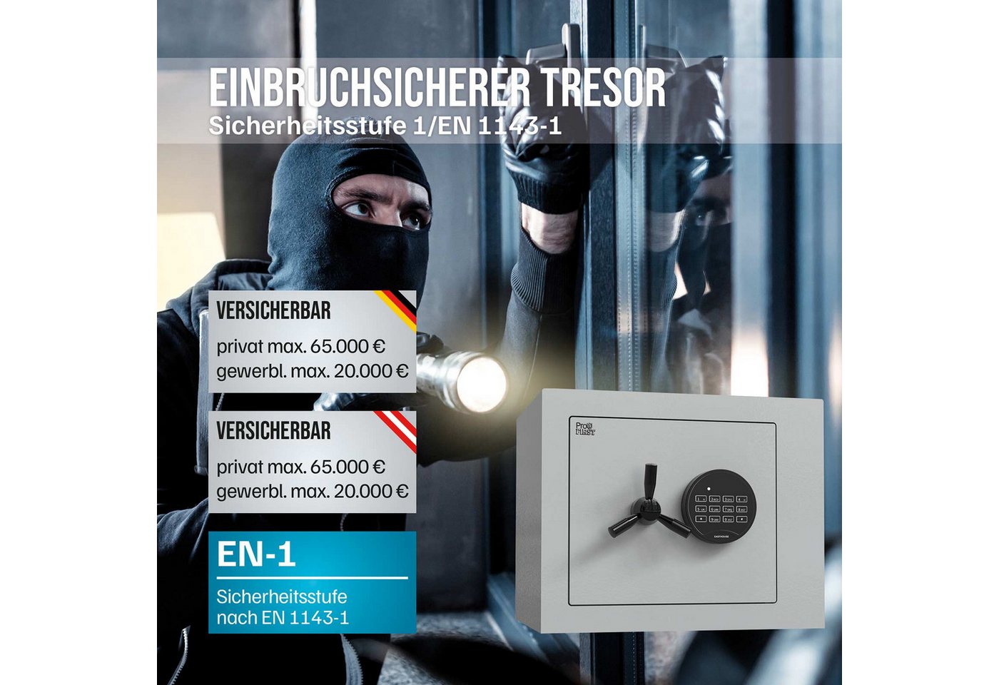 Profirst Wertschutzschrank EN1 Fortress 30 Elektronikschloss lichtgrau Bild 5