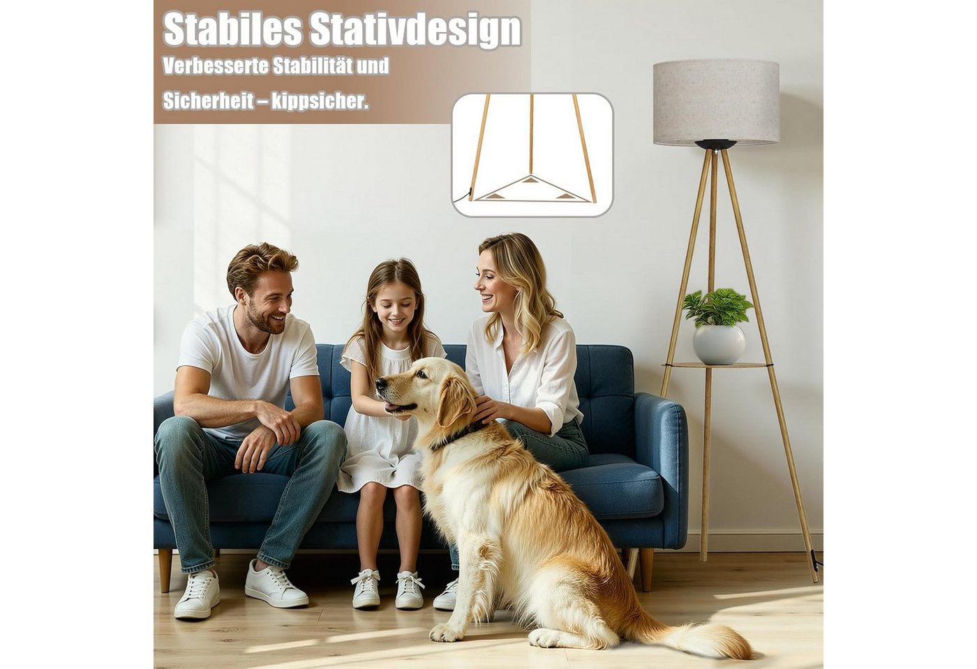 TLGREEN Stehlampe Dimmbar mit Fernbedienung & Ablage, 3 Farbtemperaturen, Timer & Memory Funktion, Stabiles Dreibein Design, Für Wohnzimmer, Schlafzimmer, Büro, E27 Fassung