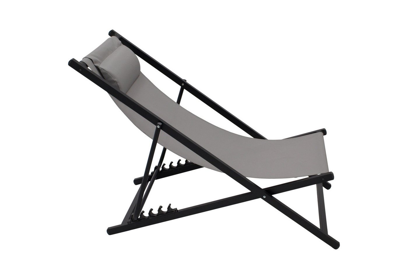 DEGAMO Gartenliege IBIZA, Set, 2-teilig, Aluminium anthrazit, Kunstgewebe grau, wetterfest, faltbar Bild 3