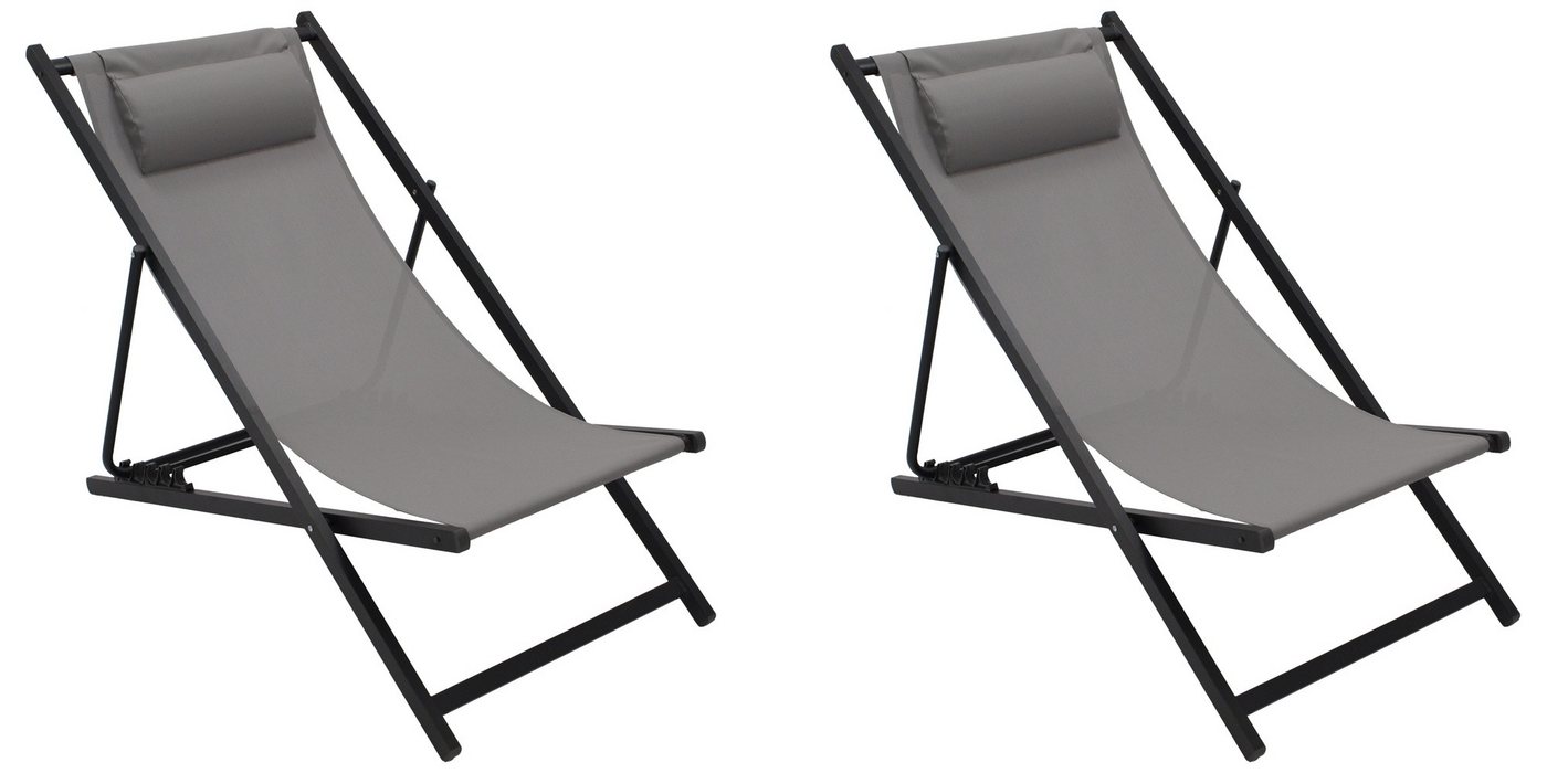 DEGAMO Gartenliege IBIZA, Set, 2-teilig, Aluminium anthrazit, Kunstgewebe grau, wetterfest, faltbar Bild 5