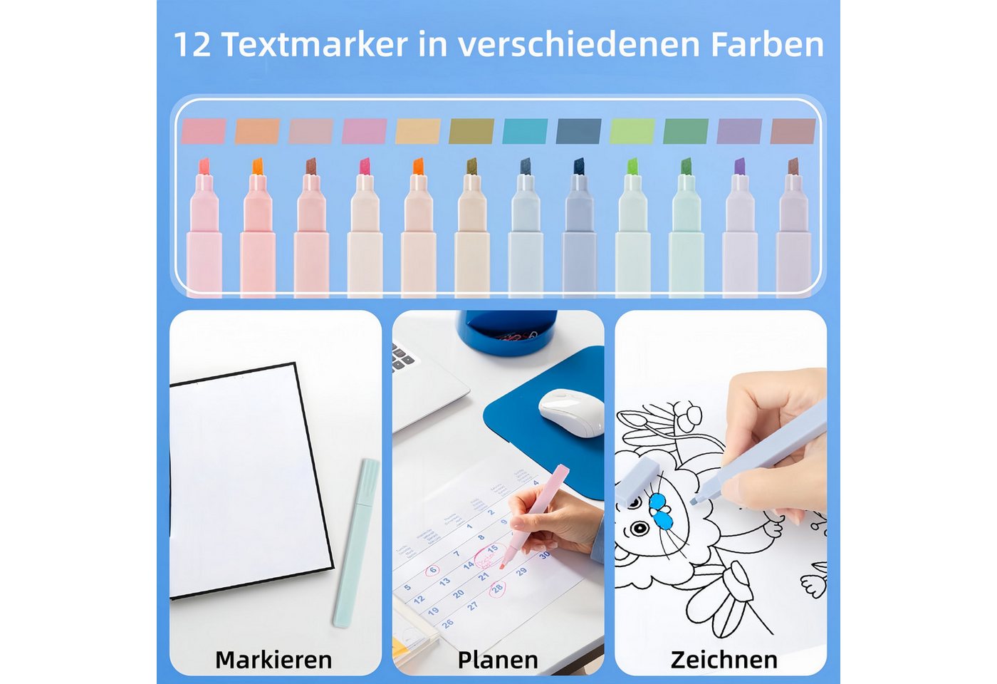 FOUORTUNATE-BEE Federmäppchen 44-teiliges Schreibset für Schule, Studium und Büro, (44-tlg), Schreibwaren Set 44 Teile für Jugendliche und Schüler Bild 3