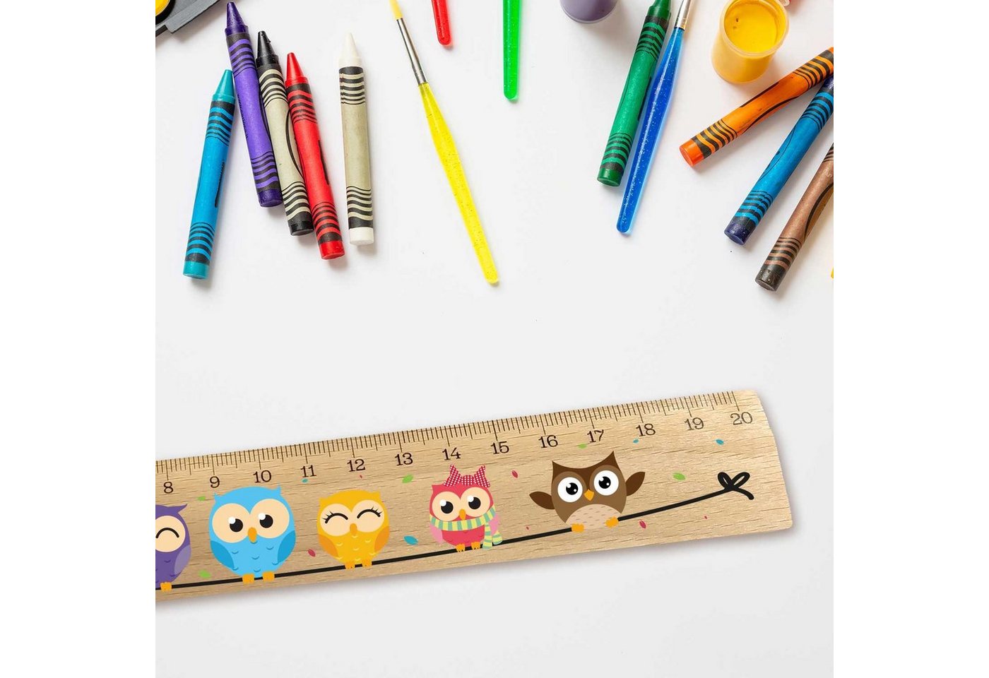 GRAVURZEILE Lineal im Eulen Design - für Kinder aus Holz - zur Einschulung, Geschenk für die Schule Bild 3
