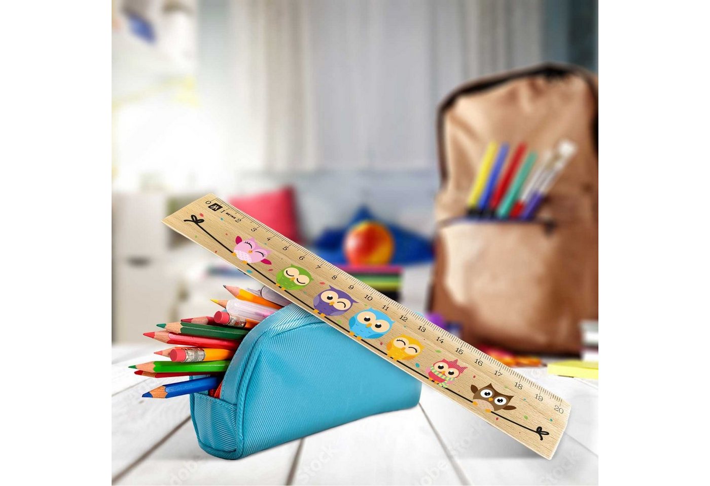 GRAVURZEILE Lineal im Eulen Design - für Kinder aus Holz - zur Einschulung, Geschenk für die Schule Bild 4