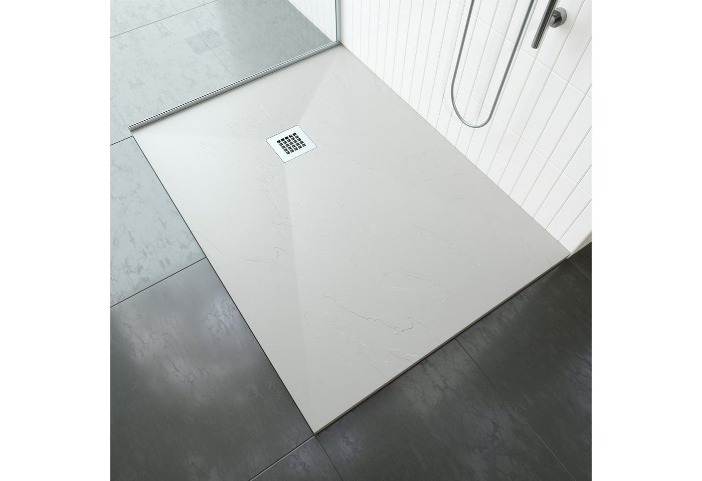 Aquabad® Duschrinne Mineralguss Duschtasse Deluxe Classic in Grau, 70 x 120 cm Bild 3